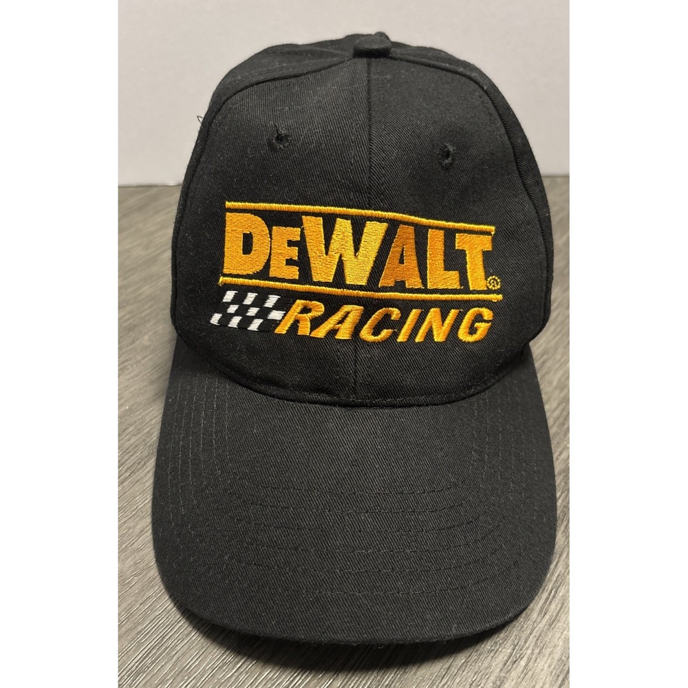 Vintage Dewalt Racing Adjustable Hat Nascar Cap Black Yellow Mens 90s‎
